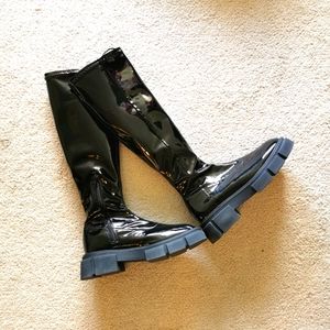 Zara high shaft patent finish boots
